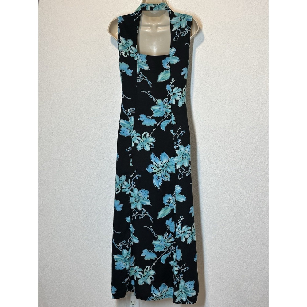 Vintage 90s Tropical Floral Maxi Dress Sz 4/6 Cottagecore Resort Wear Sleeveless - Picture 3 of 7